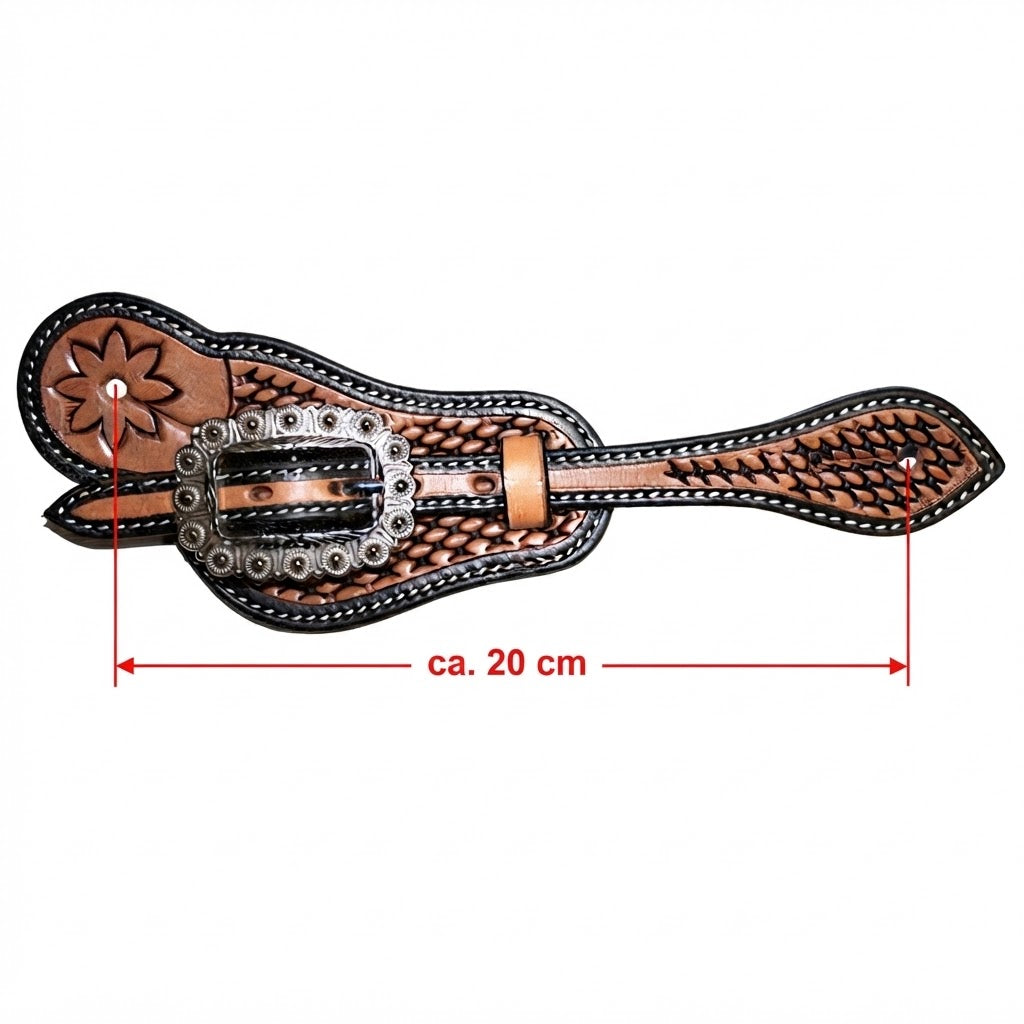 CINTURINI PER SPERONI BICOLOR BASKET WEAVE CON FIBBIE FLOREALI ANTICATE