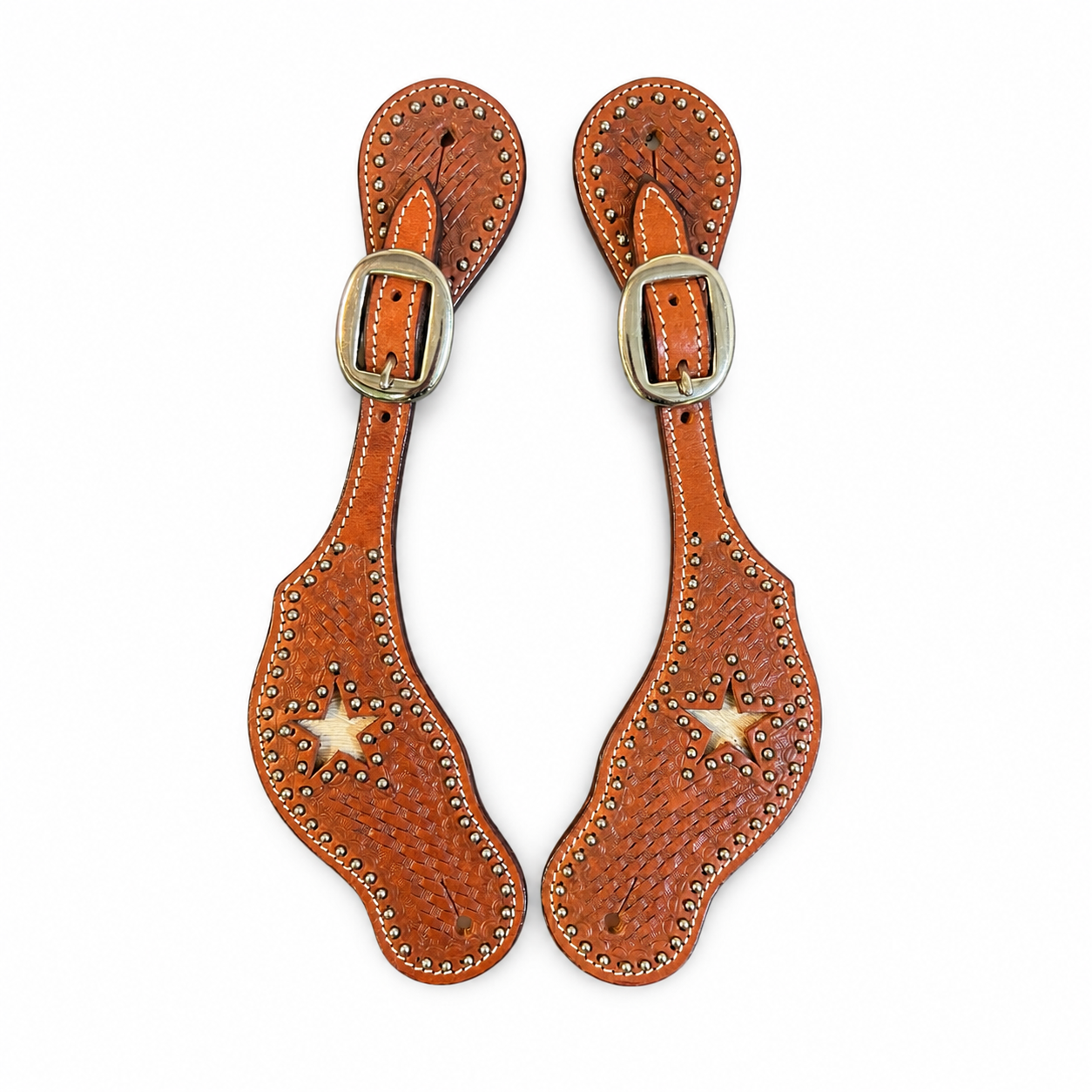 CINTURINI PER SPERONI IN PELLE BOVINA CON STELLA IN PELO