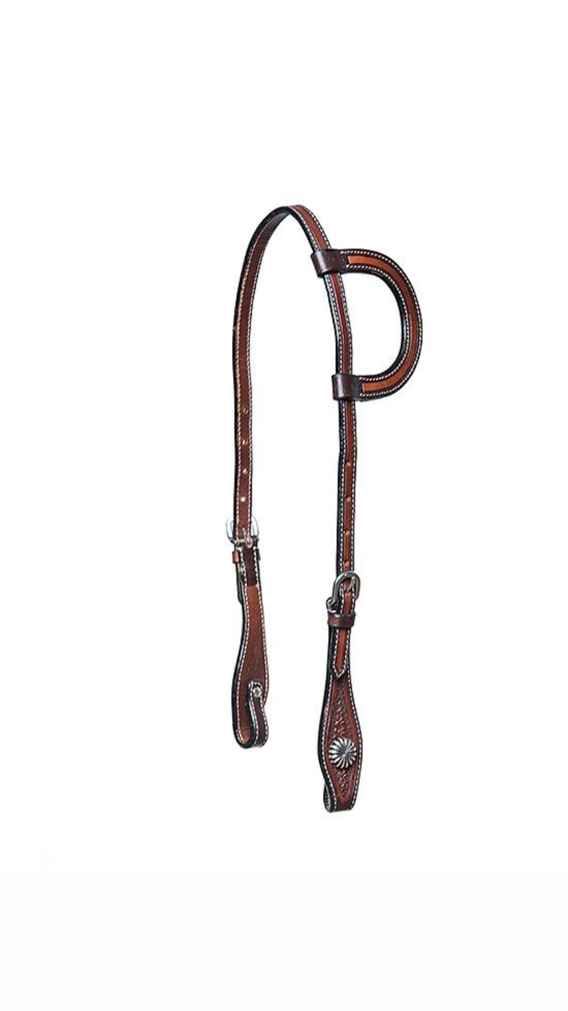 TESTIERA AD UN ORECCHIO TWO TONE BASKET TOOLED