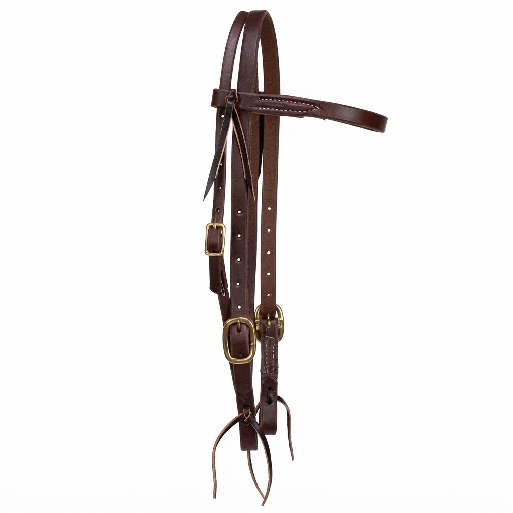 TESTIERA A FRONTALINO CON 2 FIBBIE IN OTTONE