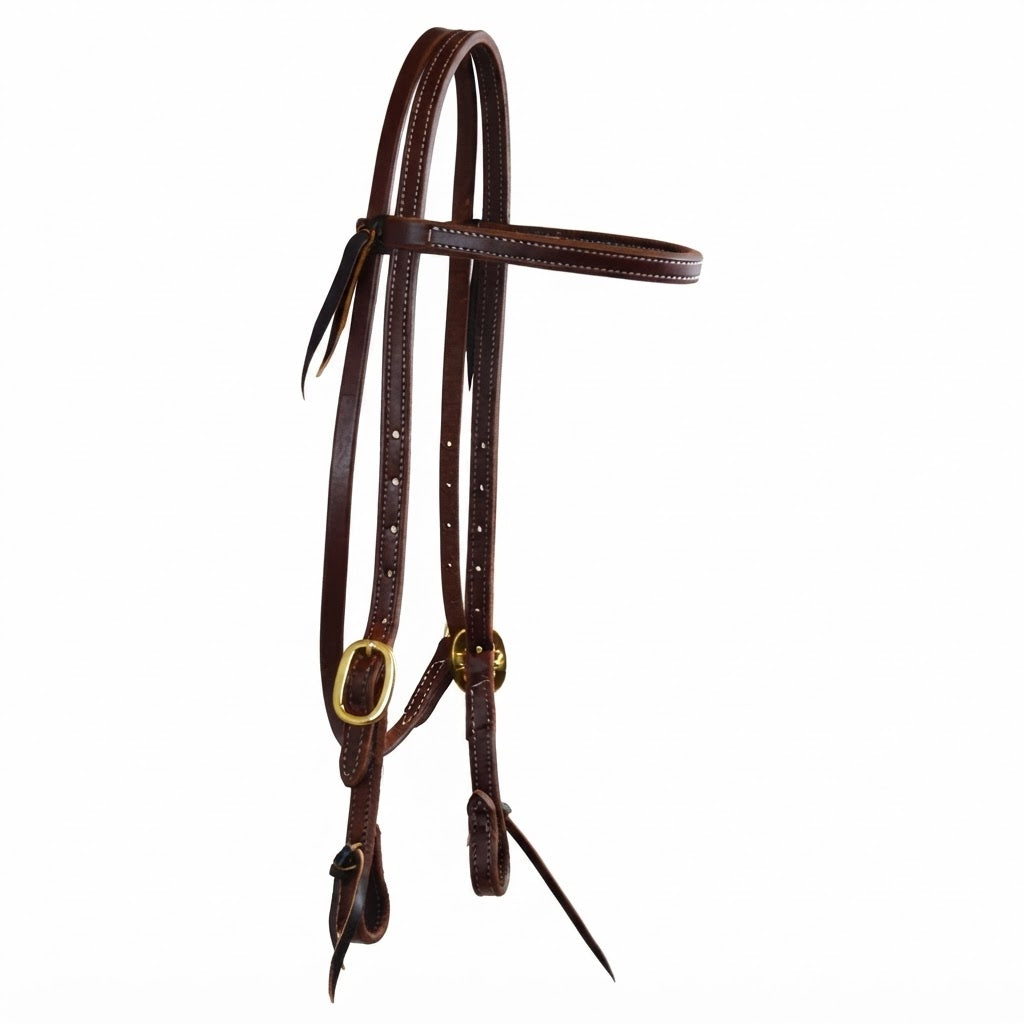 TESTIERA A FRONTALINO IN CUOIO DOPPIO CUCITO 5/8"