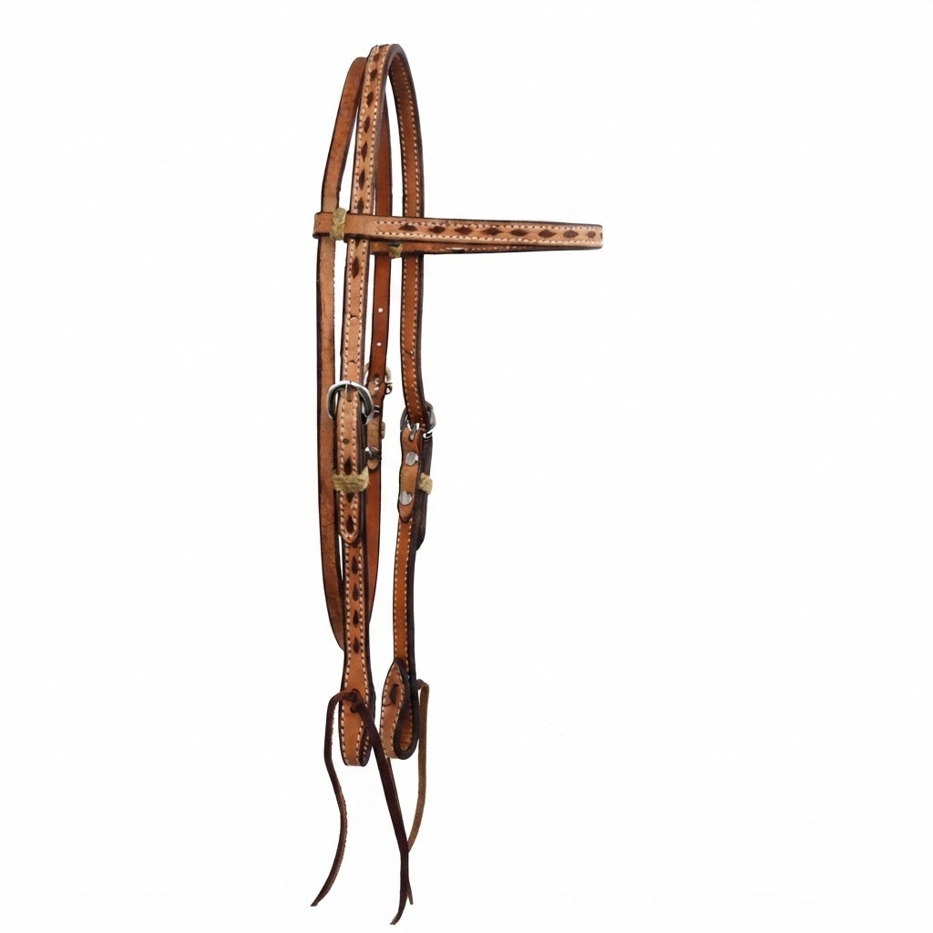 TESTIERA A FRONTALINO IN ROUGHOUT CON LACCETTO BUCK STITCH